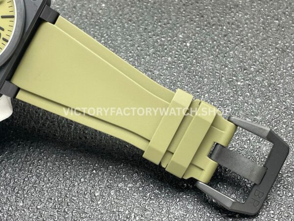 BRF Factory Bell & Ross BR 03 BR03A-MIL-CESRB 42mm Ceramic Rubber Strap Green Dial (6) BRF Factory Bell & Ross BR-03 BR03A-MIL-CESRB 42mm Ceramic Rubber Strap Green Dial