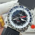 BRF Factory Bell & Ross BR-03 GMT Compass 42mm Steel Rubber Strap Black Aluminium Bezel Black Dial (3) BRF Factory Bell & Ross BR-03 GMT Compass 42mm Steel Rubber Strap Black Aluminium Bezel Black Dial