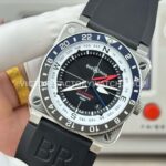 BRF Factory Bell & Ross BR-03 GMT Compass 42mm Steel Rubber Strap Black Aluminium Bezel Black Dial (5) BRF Factory Bell & Ross BR-03 GMT Compass 42mm Steel Rubber Strap Black Aluminium Bezel Black Dial