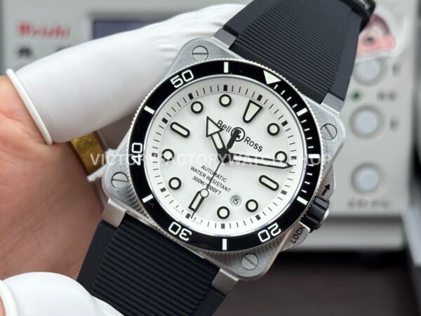 BRF Factory Bell & Ross BR-03BR03A-D-WH-STSRB 42mm Steel Rubber Strap Ceramic Bezel White Dial (1) BRF Factory Bell & Ross BR-03 BR03A-D-WH-ST/SRB 42mm Steel Rubber Strap Ceramic Bezel White Dial