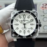 BRF Factory Bell & Ross BR-03BR03A-D-WH-STSRB 42mm Steel Rubber Strap Ceramic Bezel White Dial (2) BRF Factory Bell & Ross BR-03 BR03A-D-WH-ST/SRB 42mm steel rubber strap white dial