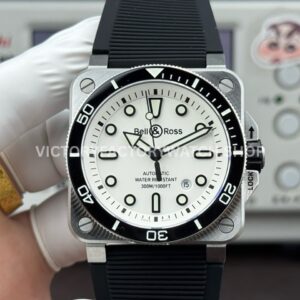 BRF Factory Bell & Ross BR-03BR03A-D-WH-STSRB 42mm Steel Rubber Strap Ceramic Bezel White Dial (2) BRF Factory Bell & Ross BR-03 BR03A-D-WH-ST/SRB 42mm steel rubber strap white dial