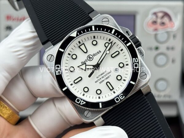 BRF Factory Bell & Ross BR-03BR03A-D-WH-STSRB 42mm Steel Rubber Strap Ceramic Bezel White Dial (3) BRF Factory Bell & Ross BR-03 BR03A-D-WH-ST/SRB 42mm Steel Rubber Strap Ceramic Bezel White Dial