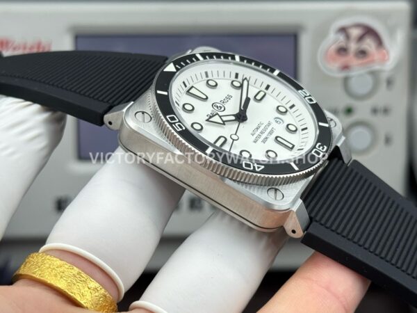 BRF Factory Bell & Ross BR-03BR03A-D-WH-STSRB 42mm Steel Rubber Strap Ceramic Bezel White Dial (6) BRF Factory Bell & Ross BR-03 BR03A-D-WH-ST/SRB 42mm Steel Rubber Strap Ceramic Bezel White Dial