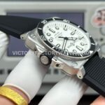 BRF Factory Bell & Ross BR-03BR03A-D-WH-STSRB 42mm Steel Rubber Strap Ceramic Bezel White Dial (7) BRF Factory Bell & Ross BR-03 BR03A-D-WH-ST/SRB 42mm Steel Rubber Strap Ceramic Bezel White Dial