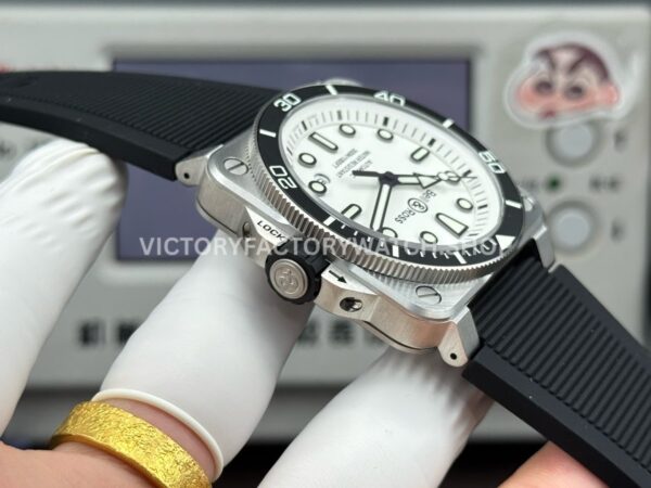 BRF Factory Bell & Ross BR-03BR03A-D-WH-STSRB 42mm Steel Rubber Strap Ceramic Bezel White Dial (7) BRF Factory Bell & Ross BR-03 BR03A-D-WH-ST/SRB 42mm Steel Rubber Strap Ceramic Bezel White Dial