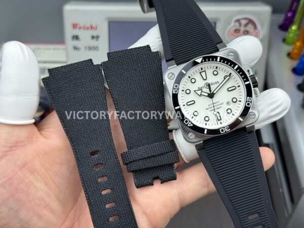 BRF Factory Bell & Ross BR-03BR03A-D-WH-STSRB 42mm Steel Rubber Strap Ceramic Bezel White Dial (8) BRF Factory Bell & Ross BR-03 BR03A-D-WH-ST/SRB 42mm Steel Rubber Strap Ceramic Bezel White Dial