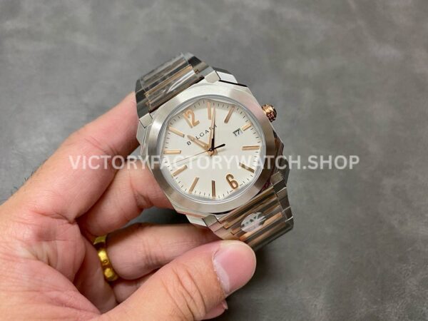 BV Factory Bvlgari Octo Solotempo 102118 41mm Half Rose Gold White Dial
