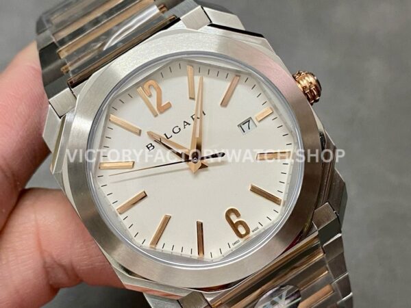 BV Factory Bvlgari Octo Solotempo 102118 41mm Half Rose Gold White Dial