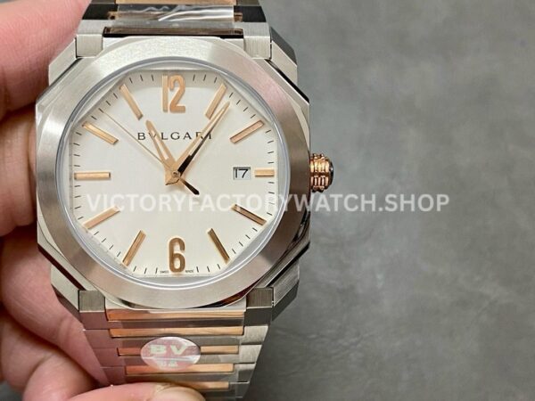 BV Bvlgari Octo Solotempo 102118 rose gold white dial 41mm watch