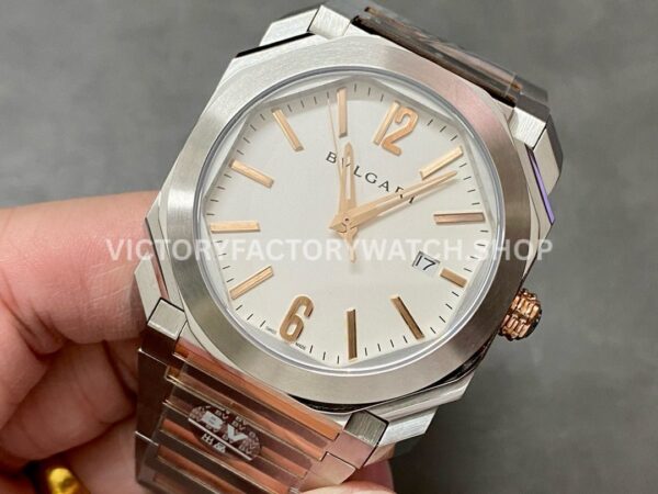 BV Factory Bvlgari Octo Solotempo 102118 41mm Half Rose Gold White Dial