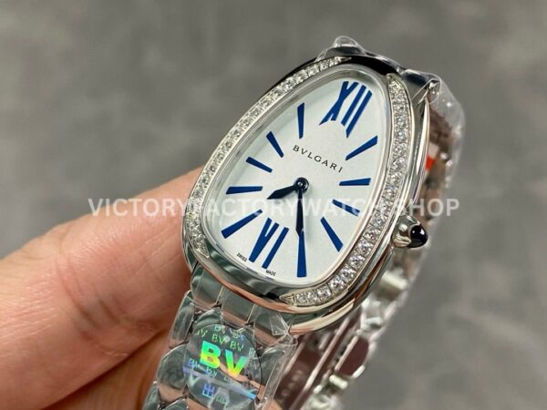 BV Factory Bvlgari Quartz Serpenti 103148 33mm Full Steel Blue Roman Numerals Silver Dial (5) BV Factory Bvlgari Quartz Serpenti 103148 33mm Full Steel Blue Roman Numerals Silver Dial
