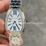 BV Factory Bvlgari Quartz Serpenti 103148 33mm Full Steel Blue Roman Numerals Silver Dial (7) BV Bvlgari Serpenti 103148 steel blue silver dial 33mm watch