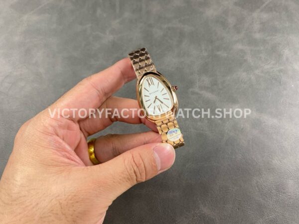 BV Factory Bvlgari Quartz Serpenti 103948 33mm Full Rose Gold Roman Numerals Silver Dial