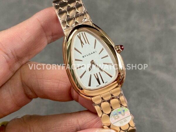 BV Factory Bvlgari Quartz Serpenti 103948 33mm Full Rose Gold Roman Numerals Silver Dial