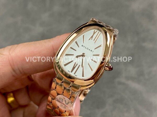 BV Factory Bvlgari Quartz Serpenti 103948 33mm Full Rose Gold Roman Numerals Silver Dial