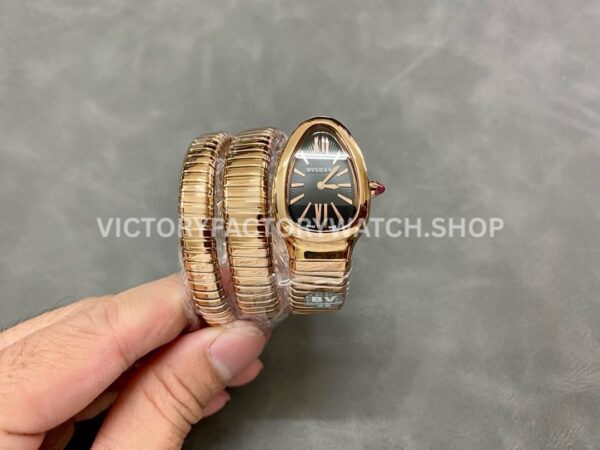 BV Factory Bvlgari Serpenti Tubogas 101814 35mm Full Rose Gold Roman Numerals Black Dial