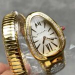 BV Factory Bvlgari Serpenti Tubogas 101924 35mm Full Yellow Gold Diamond Bezel Roman Numerals White Dial (1) BV Factory Bvlgari Serpenti Tubogas 101924 35mm Full Yellow Gold Diamond Bezel Roman Numerals White Dial