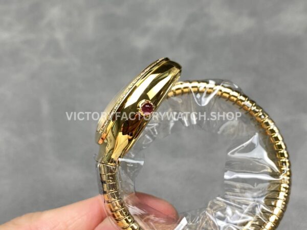 BV Factory Bvlgari Serpenti Tubogas 101924 35mm Full Yellow Gold Diamond Bezel Roman Numerals White Dial (5) BV Factory Bvlgari Serpenti Tubogas 101924 35mm Full Yellow Gold Diamond Bezel Roman Numerals White Dial