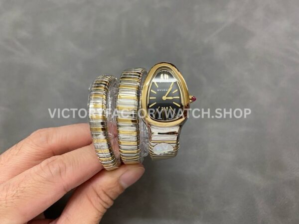 BV Factory Bvlgari Serpenti Tubogas 102099 35mm Half Rose GoldRoman Numerals Black Dial