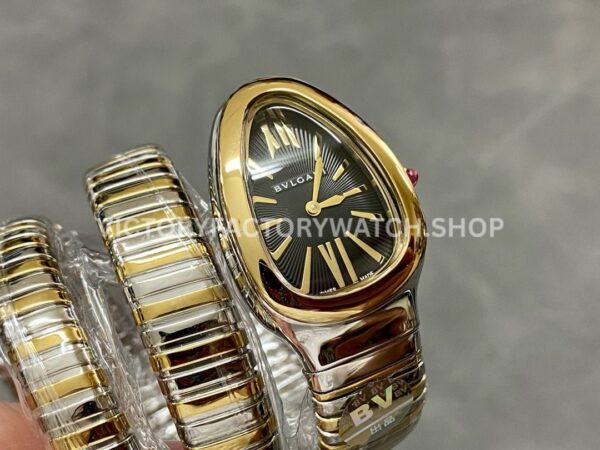 BV Factory Bvlgari Serpenti Tubogas 102099 35mm Half Rose GoldRoman Numerals Black Dial