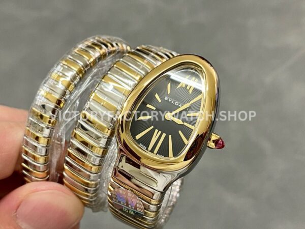 BV Factory Bvlgari Serpenti Tubogas 102099 35mm Half Rose GoldRoman Numerals Black Dial