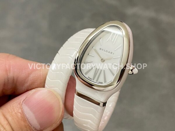 BV Factory Bvlgari Serpenti Tubogas 102613 35mm White Ceramic Roman Numerals White Dial (3) BV Factory Bvlgari Serpenti Tubogas 102613 35mm White Ceramic Roman Numerals White Dial