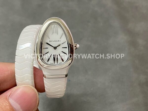 BV Factory Bvlgari Serpenti Tubogas 102613 35mm White Ceramic Roman Numerals White Dial (7) BV Bvlgari Serpenti Tubogas 102613 white ceramic white dial 35mm