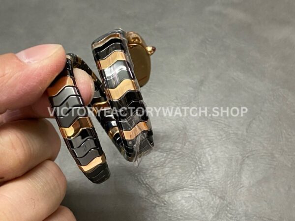 BV Factory Bvlgari Serpenti Tubogas 102735 35mm Half Rose Gold Ceramic Roman Numerals Black Dial (3) BV Factory Bvlgari Serpenti Tubogas 102735 35mm Half Rose Gold Ceramic Roman Numerals Black Dial