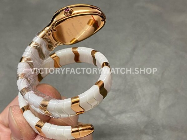 BV Factory Bvlgari Serpenti Tubogas 102886 35mm Half Rose Gold Ceramic Roman Numerals White Dial (1) BV Factory Bvlgari Serpenti Tubogas 102886 35mm Half Rose Gold Ceramic Roman Numerals White Dial