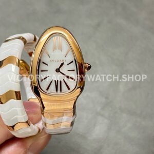 BV Bvlgari Serpenti Tubogas 102886 rose gold ceramic white dial 35mm