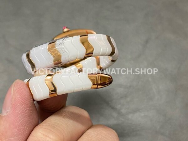 BV Factory Bvlgari Serpenti Tubogas 102886 35mm Half Rose Gold Ceramic Roman Numerals White Dial (6) BV Factory Bvlgari Serpenti Tubogas 102886 35mm Half Rose Gold Ceramic Roman Numerals White Dial
