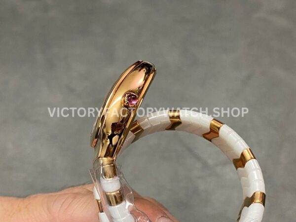 BV Factory Bvlgari Serpenti Tubogas 102886 35mm Half Rose Gold Ceramic Roman Numerals White Dial (7) BV Factory Bvlgari Serpenti Tubogas 102886 35mm Half Rose Gold Ceramic Roman Numerals White Dial