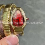 BV Factory Bvlgari Serpenti Tubogas 10430235mm Full Yellow Gold Roman Numerals Red Dial (7) BV Bvlgari Serpenti Tubogas 104302 yellow gold red dial 35mm