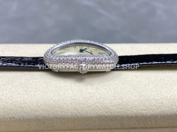 DR Factory Cartier Baignoire WB520008 31.4mm White Gold Diamond Bezel Roman Numerals Silver Dial
