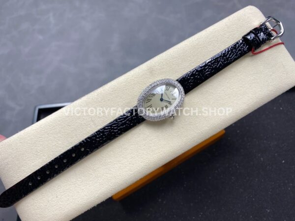 DR Factory Cartier Baignoire WB520008 31.4mm White Gold Diamond Bezel Roman Numerals Silver Dial