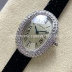 DR Factory Cartier Baignoire WB520008 31.4mm White Gold Diamond Bezel Roman Numerals Silver Dial