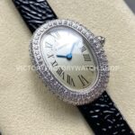 DR Factory Cartier Baignoire WB520008 31.4mm White Gold Diamond Bezel Roman Numerals Silver Dial