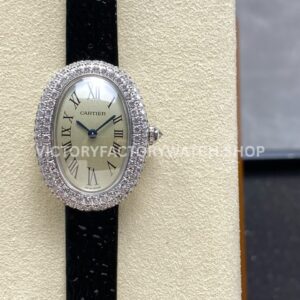 DR Factory Cartier Baignoire WB520008 31.4mm White Gold Diamond Bezel Roman Numerals Silver Dial (8) DR Factory Cartier Baignoire WB520008 silver dial diamond bezel