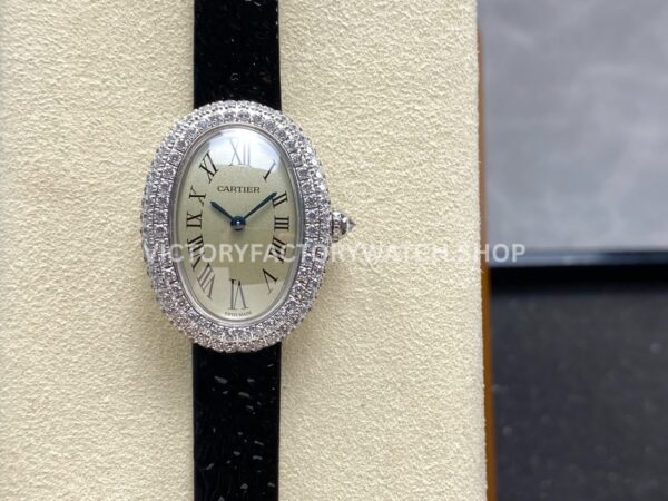 DR Factory Cartier Baignoire WB520008 silver dial diamond bezel