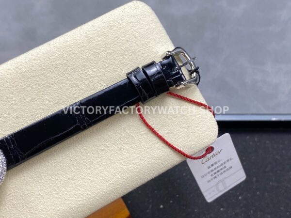 DR Factory Cartier Baignoire WB520008 31.4mm White Gold Leather Strap Diamond Bezel Roman Numerals Silver Dial