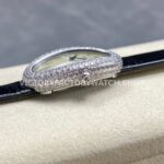 DR Factory Cartier Baignoire WB520008 31.4mm White Gold Leather Strap Diamond Bezel Roman Numerals Silver Dial