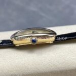 DR Factory Cartier Baignoire WGBA0007 31.4mm Yellow Gold Black Leather Strap Roman Numerals Silver Dial