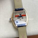 DR Factory Cartier Baignoire WGBA0007 31.4mm Yellow Gold Black Leather Strap Roman Numerals Silver Dial