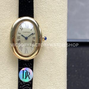 DR Factory Cartier Baignoire WGBA0007 31.4mm Yellow Gold Black Leather Strap Roman Numerals Silver Dial (8) DR Factory Cartier Baignoire WGBA0007 black leather strap silver dial