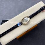 DR Factory Cartier Baignoire WGBA0007 31.4mm Yellow Gold Black Leather Strap Roman Numerals Silver Dial