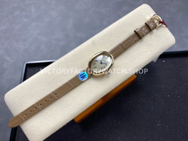 DR Factory Cartier Baignoire WGBA0007 31.4mm Yellow Gold Leather Strap Roman Numerals Silver Dial (4) DR Factory Cartier Baignoire WGBA0007 31.4mm Yellow Gold Leather Strap Roman Numerals Silver Dial
