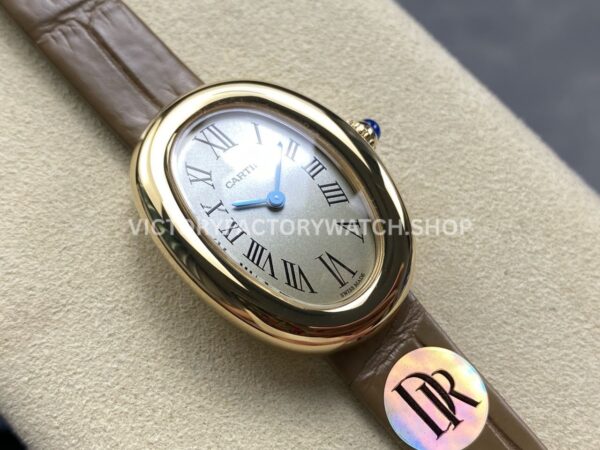 DR Factory Cartier Baignoire WGBA0007 31.4mm Yellow Gold Leather Strap Roman Numerals Silver Dial (6) DR Factory Cartier Baignoire WGBA0007 31.4mm Yellow Gold Leather Strap Roman Numerals Silver Dial