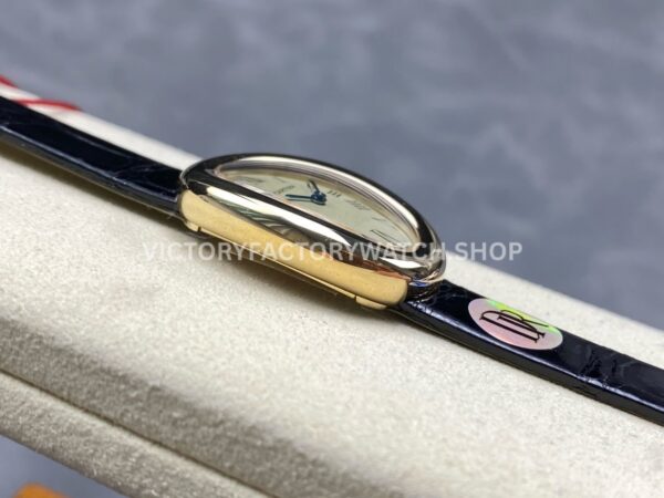 DR Factory Cartier Baignoire WGBA0007 31.4mm Yellow Gold Leather Strap Silver Dial