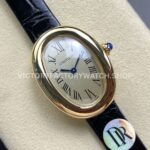 DR Factory Cartier Baignoire WGBA0007 31.4mm Yellow Gold Leather Strap Silver Dial